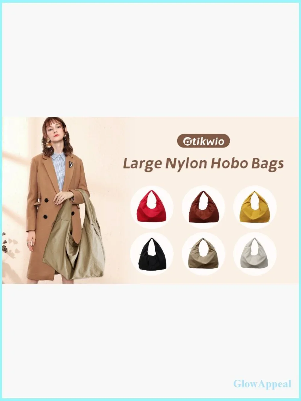 Slouchy Nylon Hobo Bag Large Tote Shoulder Travel Gym Weekend